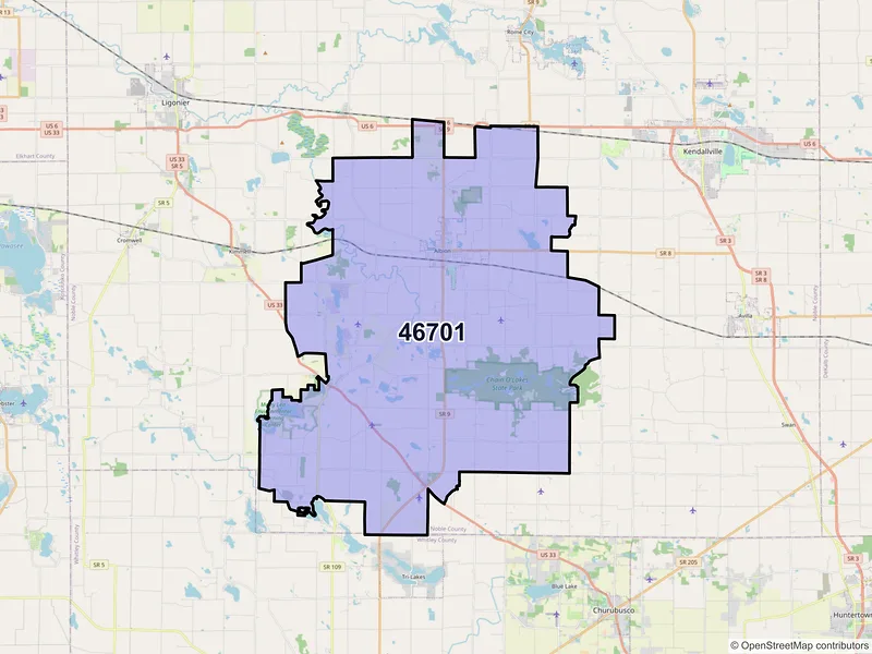 Map of ZIP Code 46701 — Albion, IN