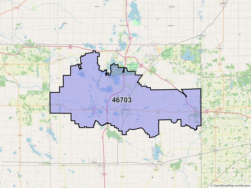 Map of ZIP Code 46703 — Angola, IN