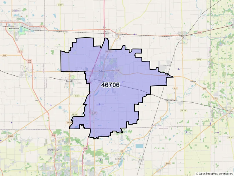 Map of ZIP Code 46706 — Auburn, IN