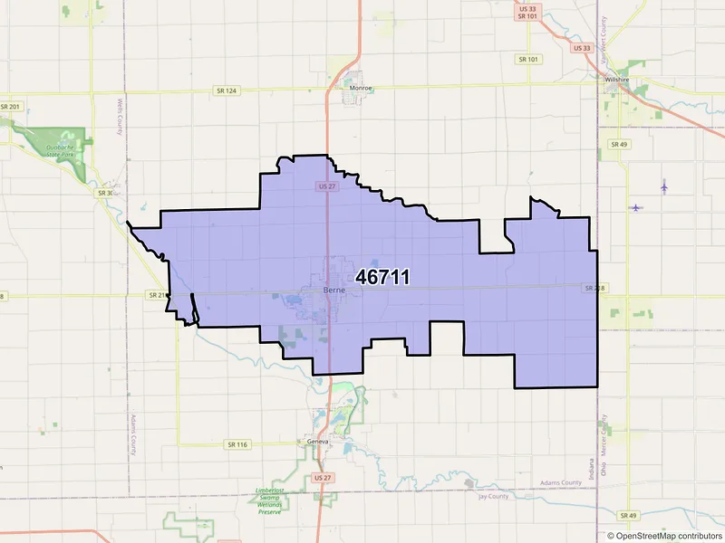 Map of ZIP Code 46711 — Berne, IN