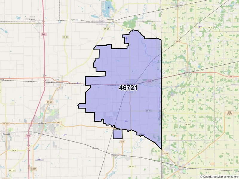 Map of ZIP Code 46721 — Butler, IN