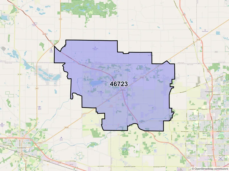 Map of ZIP Code 46723 — Churubusco, IN