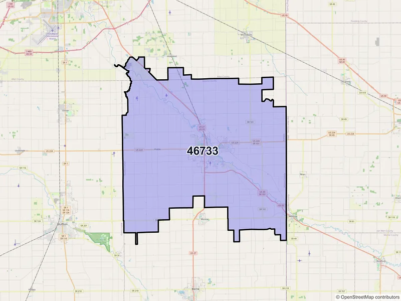 Map of ZIP Code 46733 — Decatur, IN