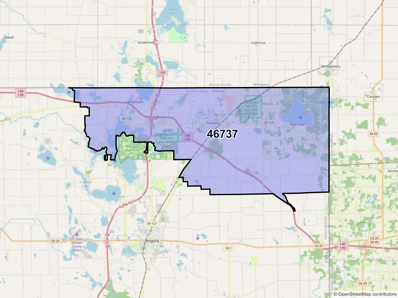 Map of ZIP Code 46737 — Fremont, IN