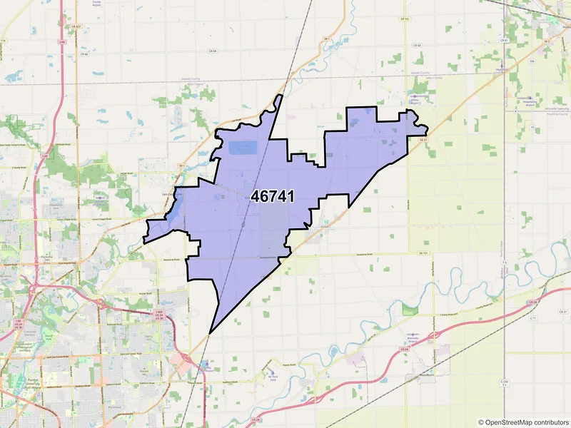 Map of ZIP Code 46741 — Grabill, IN