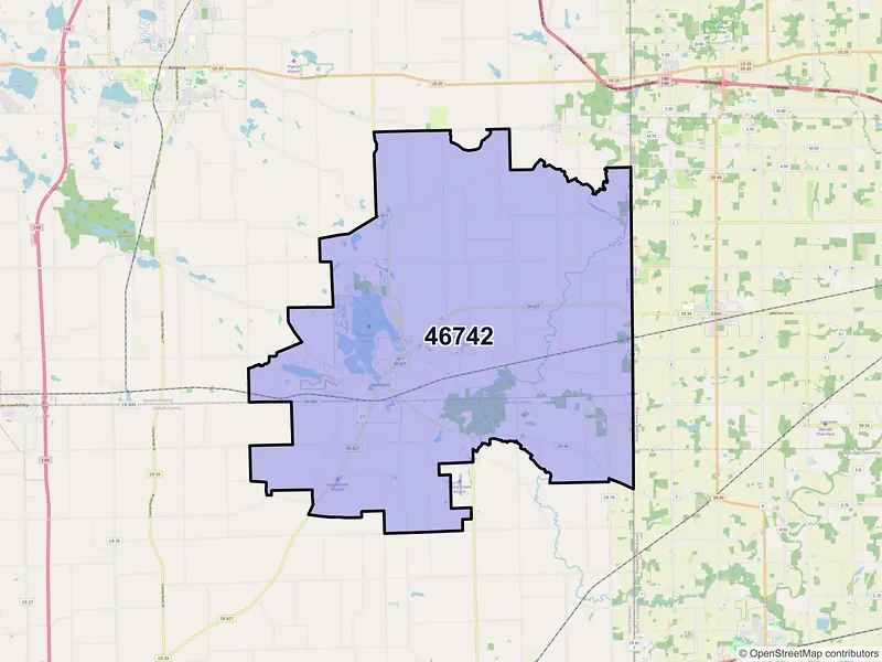 Map of ZIP Code 46742 — Hamilton, IN