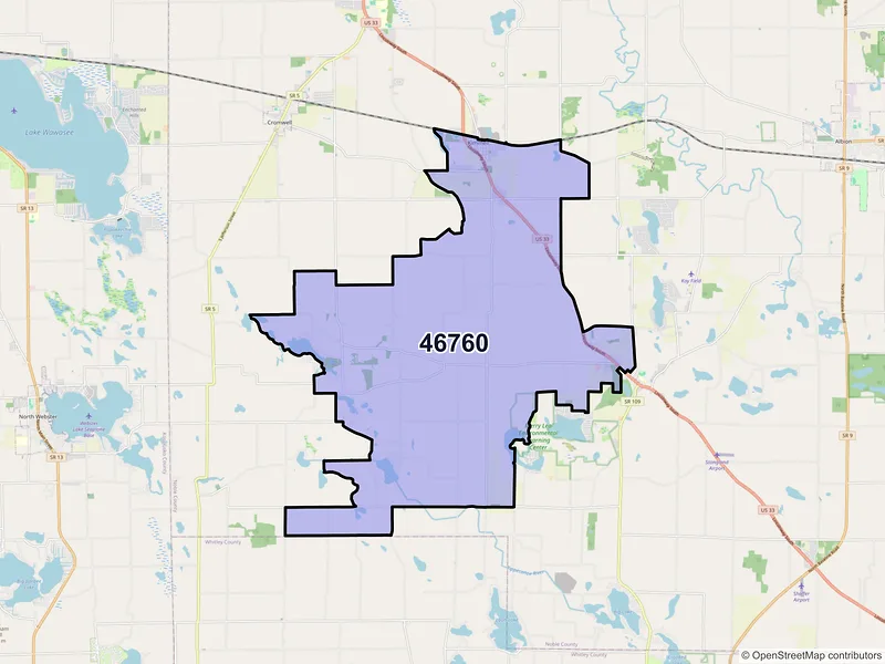 Map of Kimmell, Indiana and ZIP codes