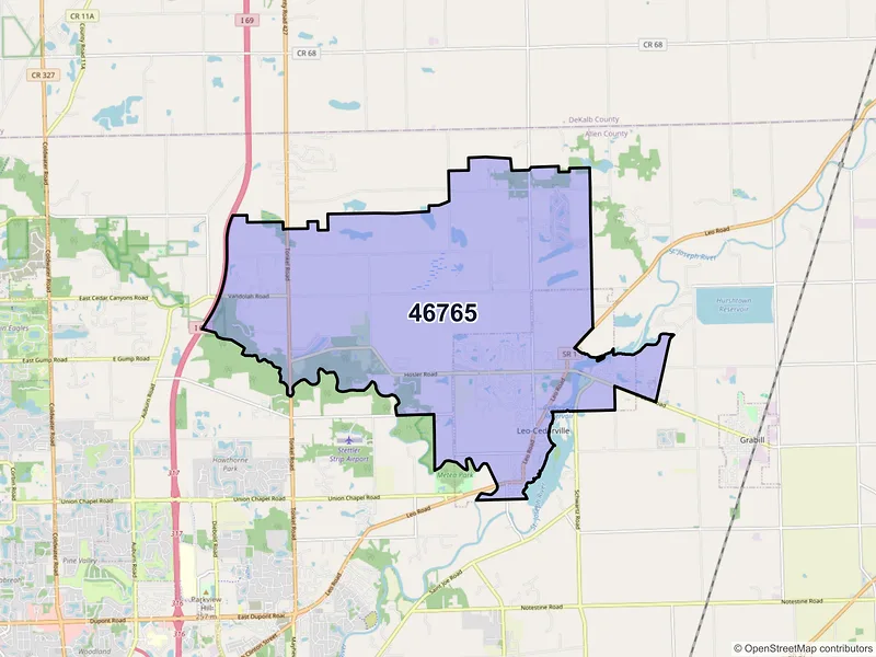Map of ZIP Code 46765 — Leo, IN