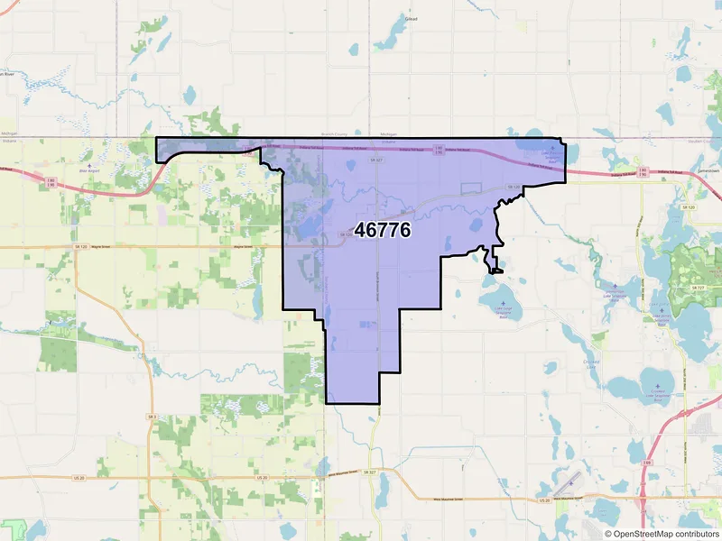 Map of ZIP Code 46776 — Orland, IN