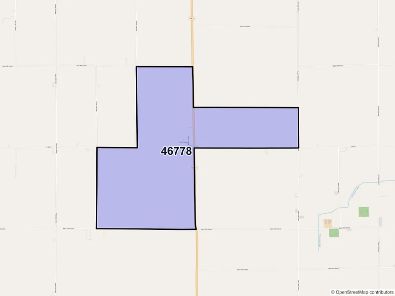 Map of Petroleum, Indiana and ZIP codes