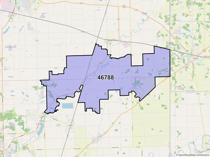 Map of ZIP Code 46788 — Spencerville, IN