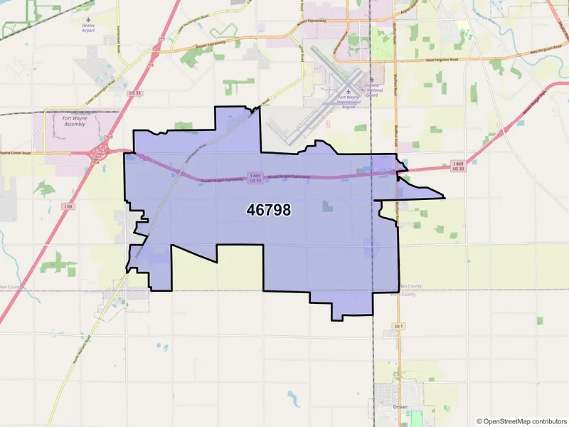 Map of ZIP Code 46798 — Yoder, IN