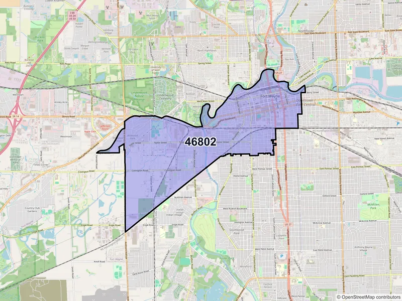 Map of ZIP Code 46802 — Fort Wayne, IN