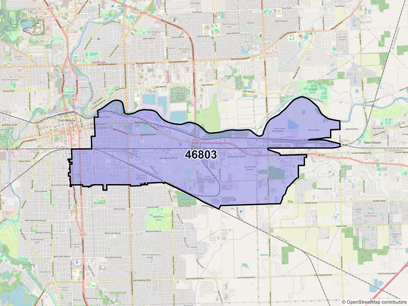 Map of ZIP Code 46803 — Fort Wayne, IN