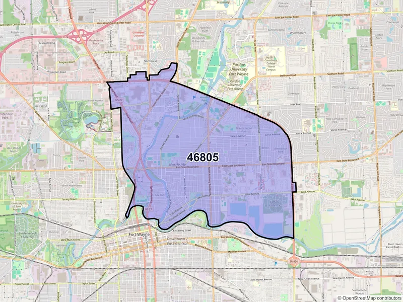 Map of ZIP Code 46805 — Fort Wayne, IN
