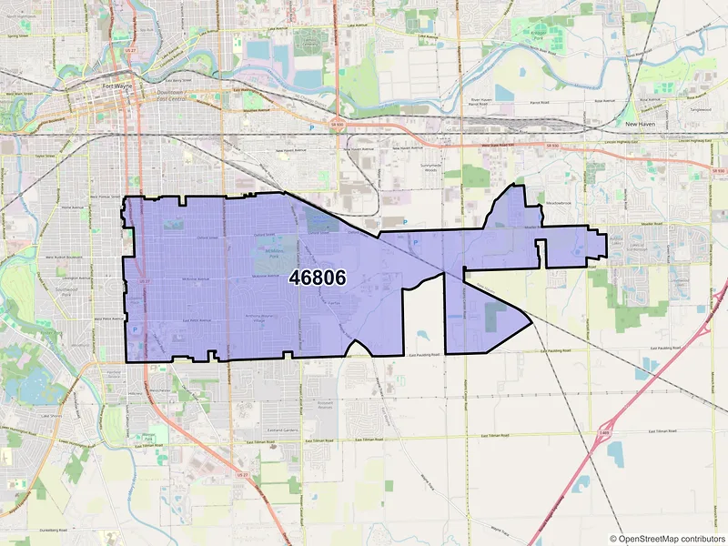 Map of ZIP Code 46806 — Fort Wayne, IN
