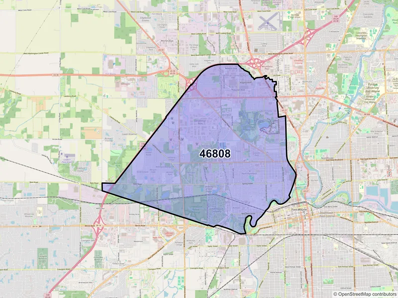 Map of ZIP Code 46808 — Fort Wayne, IN