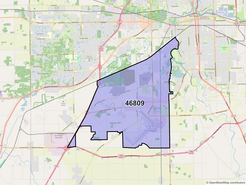 Map of ZIP Code 46809 — Fort Wayne, IN