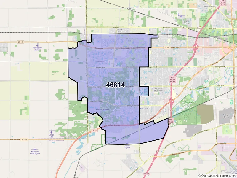 Map of ZIP Code 46814 — Fort Wayne, IN