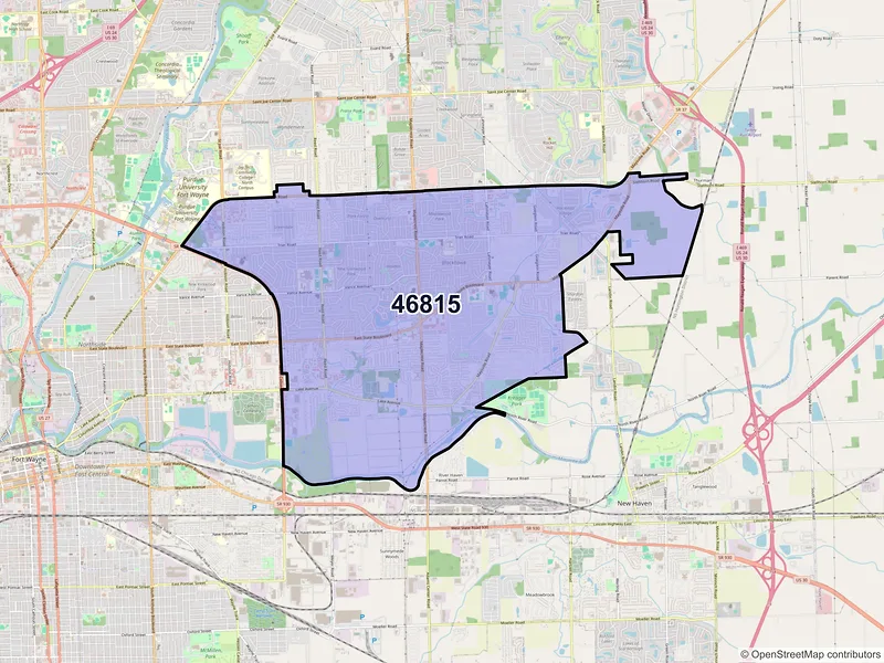 Map of ZIP Code 46815 — Fort Wayne, IN