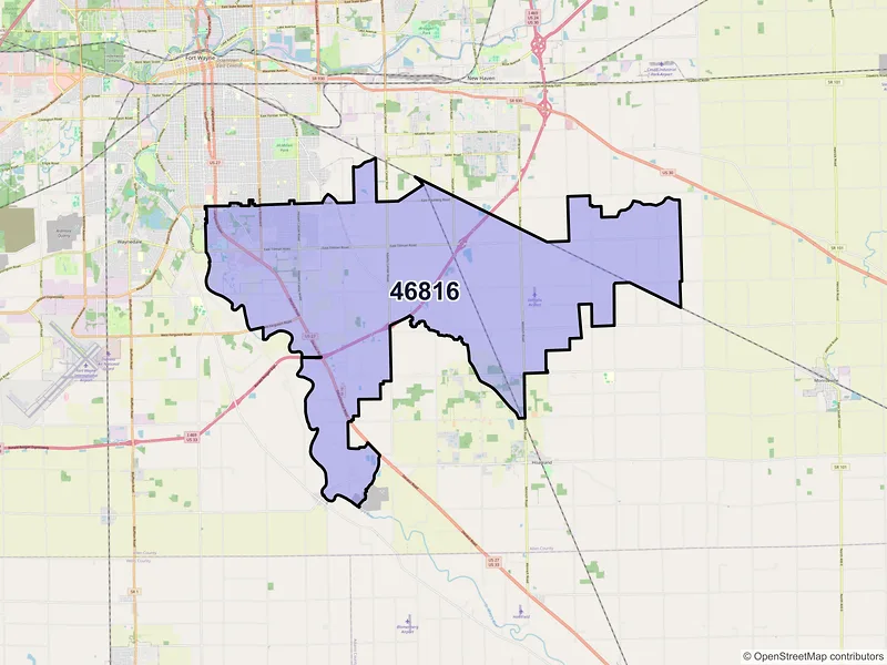 Map of ZIP Code 46816 — Fort Wayne, IN