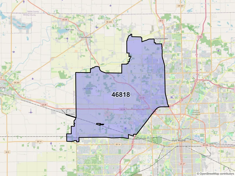 Map of ZIP Code 46818 — Fort Wayne, IN