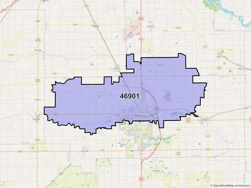 Map of ZIP Code 46901 — Kokomo, IN