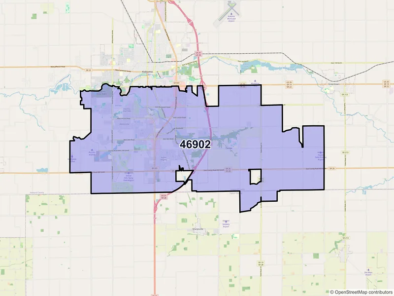 Map of ZIP Code 46902 — Kokomo, IN