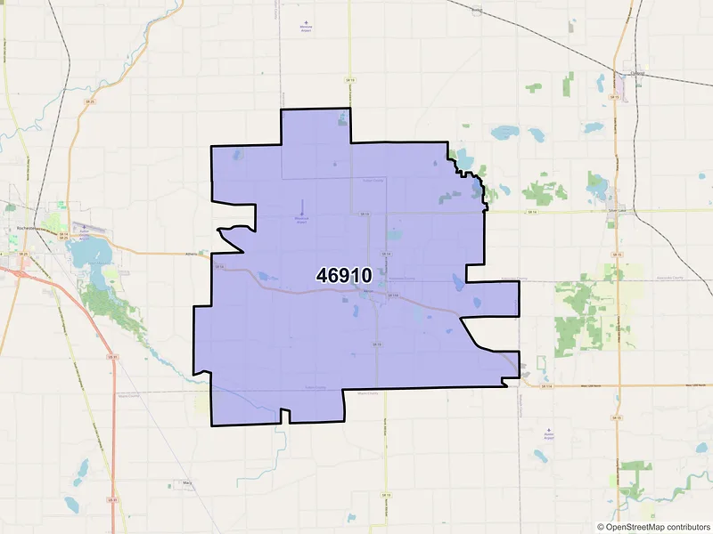 Map of ZIP Code 46910 — Akron, IN