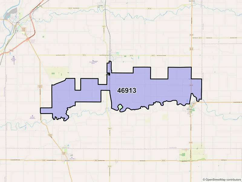 Map of ZIP Code 46913 — Bringhurst, IN