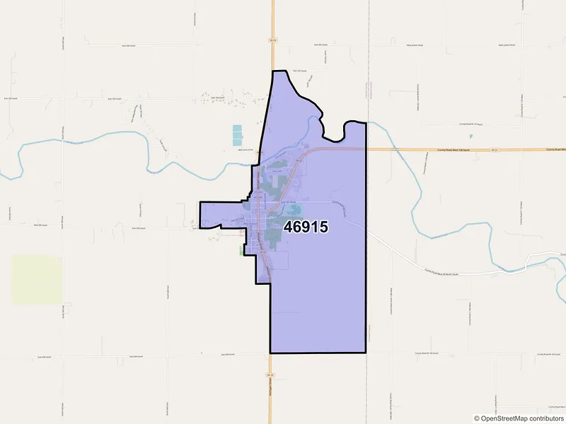 Map of ZIP Code 46915 — Burlington, IN