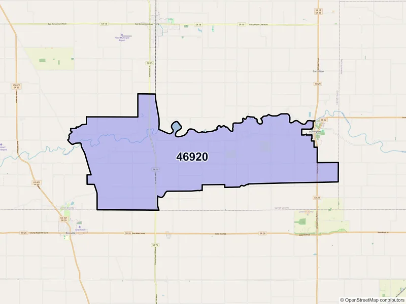 Map of Cutler, Indiana and ZIP codes