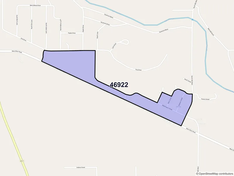 Map of Delong, Indiana and ZIP codes