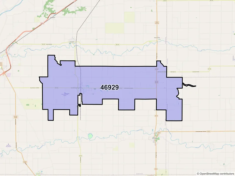 Map of ZIP Code 46929 — Flora, IN