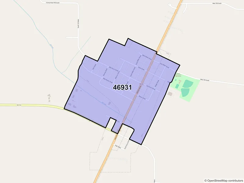 Map of Fulton, Indiana and ZIP codes