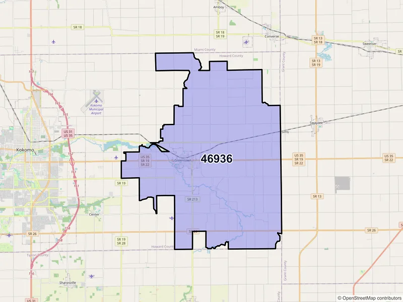 Map of ZIP Code 46936 — Greentown, IN