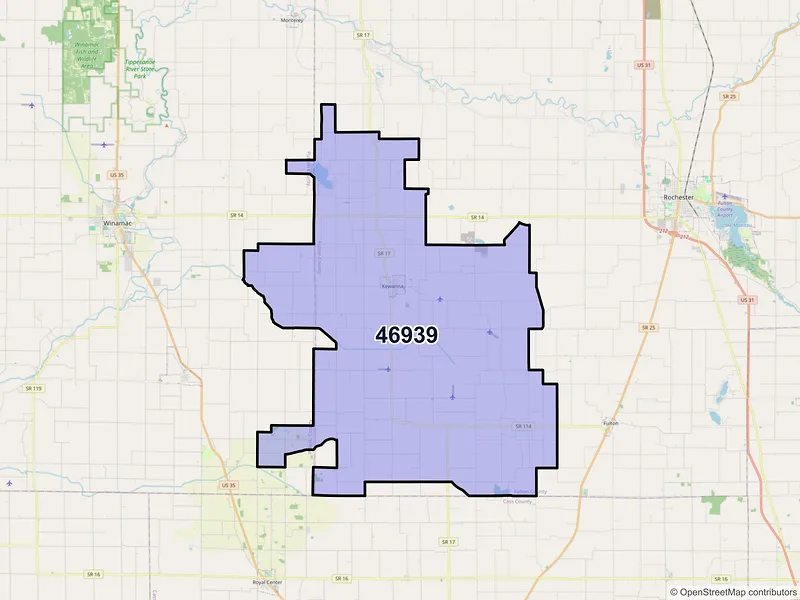 Map of ZIP Code 46939 — Kewanna, IN