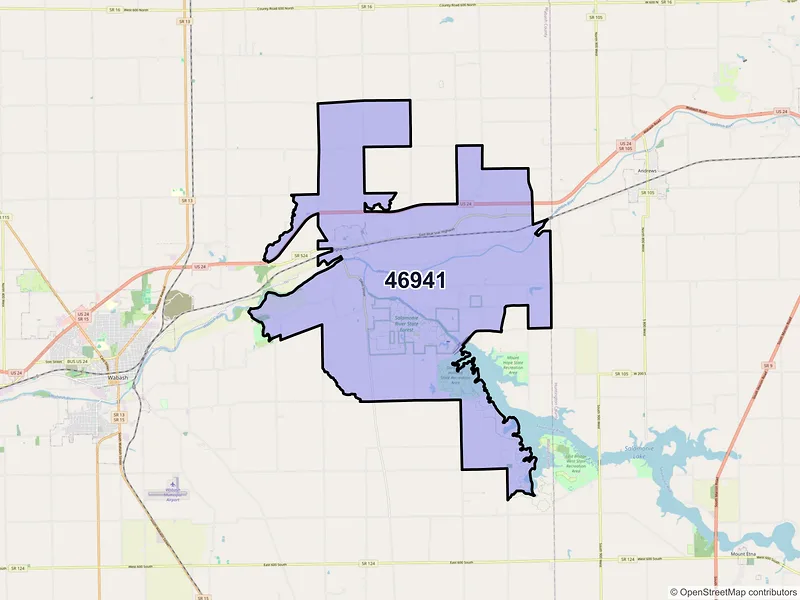 Map of Lagro, Indiana and ZIP codes