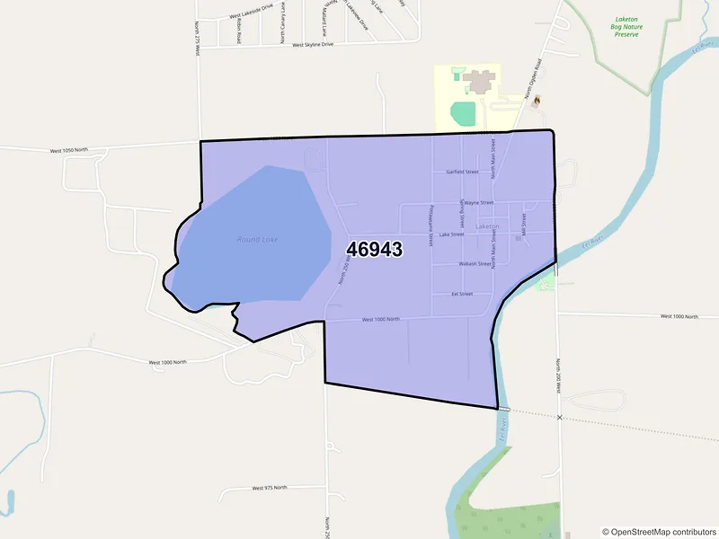 Map of ZIP Code 46943 — Laketon, IN