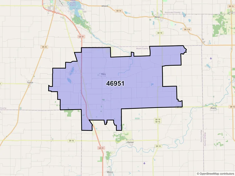 Map of ZIP Code 46951 — Macy, IN