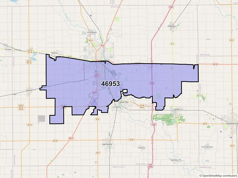 Map of ZIP Code 46953 — Marion, IN