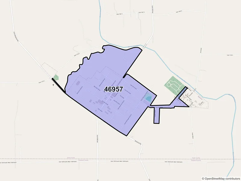 Map of Matthews, Indiana and ZIP codes