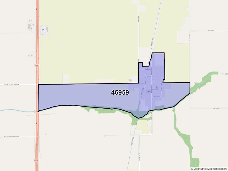 Map of Miami, Indiana and ZIP codes