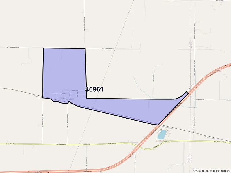 Map of ZIP Code 46961 — New Waverly, IN