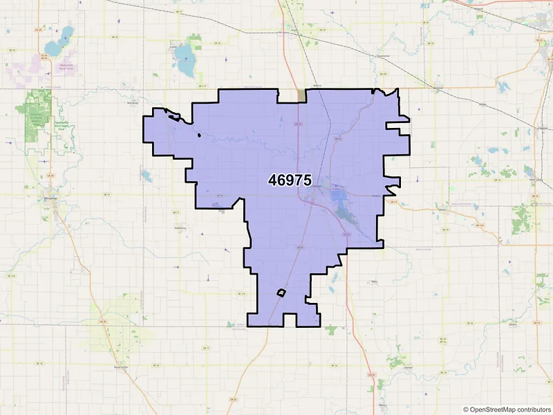 Map of ZIP Code 46975 — Rochester, IN