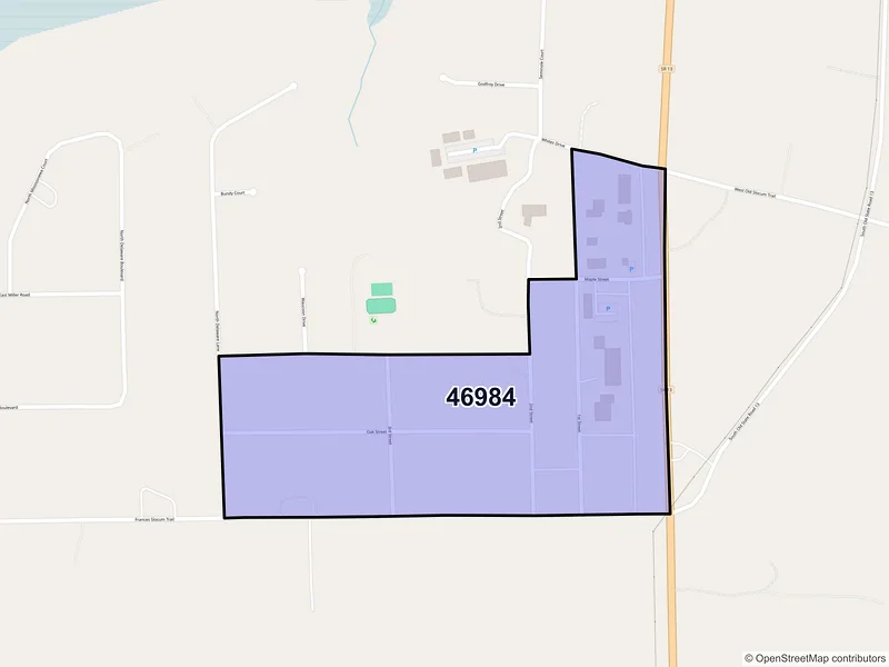 Map of Somerset, Indiana and ZIP codes