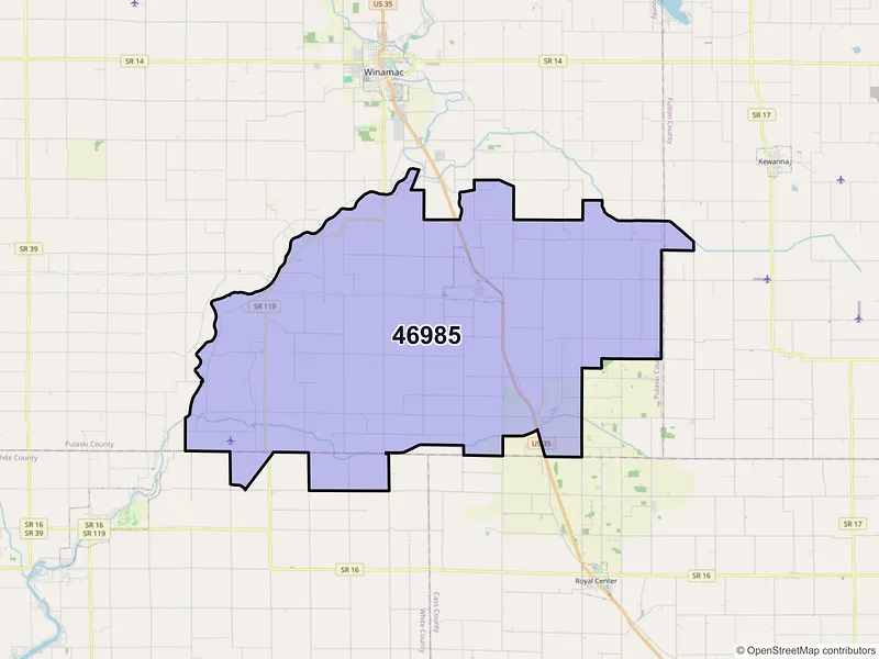 Map of ZIP Code 46985 — Star City, IN
