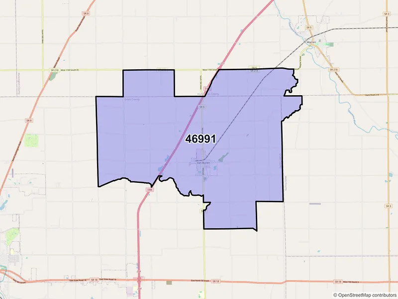 Map of ZIP Code 46991 — Van Buren, IN