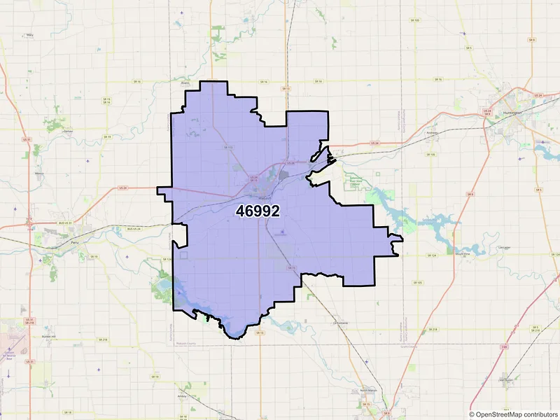 Map of ZIP Code 46992 — Wabash, IN