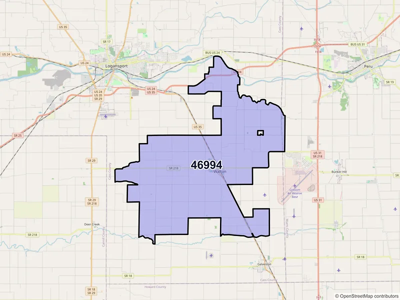 Map of ZIP Code 46994 — Walton, IN